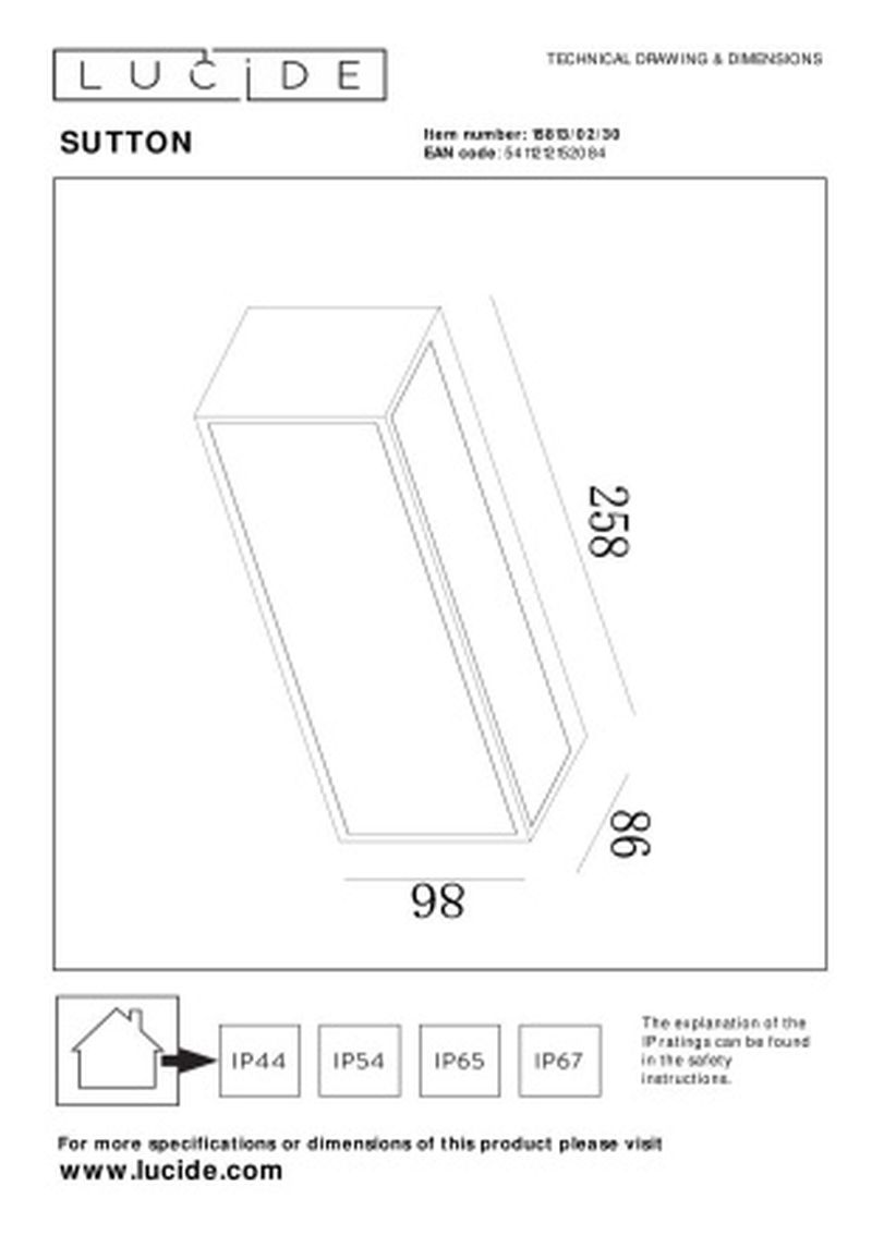 Lucide SUTTON - Nástenné svietidlo Indoor/Outdoor - LED Dim. - 1x2W 2850K/3150K - IP54 - Senzor deň/noc - Čierny